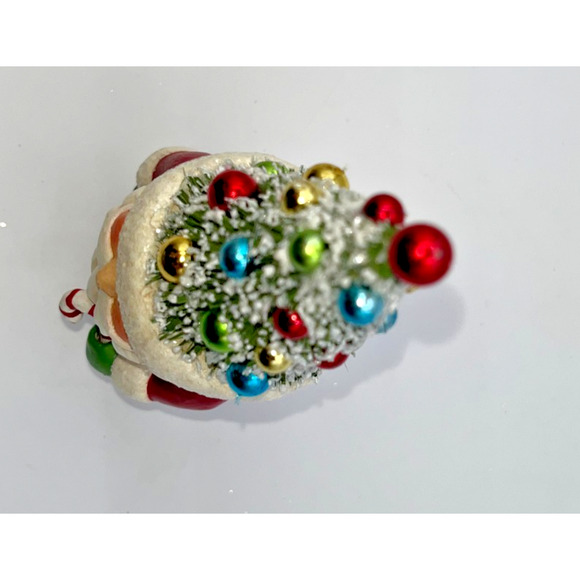 Retro Christmas Santa Holding Candy Cane Bottle Brush Tree Head Ho Ho Ho Holiday - Picture 14 of 16